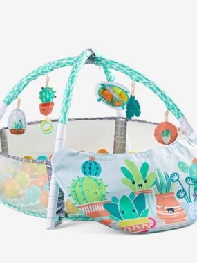 Infantino 4 in 1 Activity Gym and Ball Pit - Teal Green Cactus Print